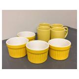 Vtg. Yellow Hall Mugs and Ramekins