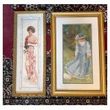 Two Framed Artworks in Gold Frames