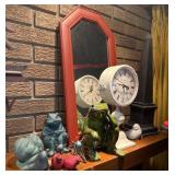 Mirror with Red Frame and decorative pieces.