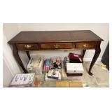 Wood Sofa Table With Queen Anne & Brass Hardware