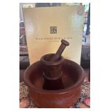 Wood Bowl, Mortar, and Storage Box