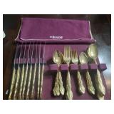 47 pcs SCC Stainless Japan Gold Colored Flatware