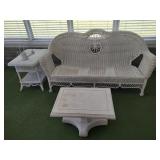 Wicker Couch & 2 Tables