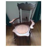 Antique Leather Bottom Rocking Chair