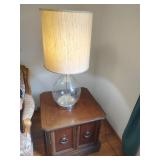 End Table & Large Clear Glass Lamp