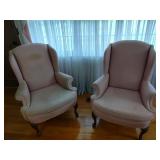 2 Pink Broyhill Wingback Chairs