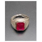 10K Gold Ring with Red Stone Size 8.5