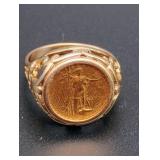 1988 Gold Eagle 1/10 Oz Coin in 14K Ring