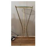 Vintage Brass and Glass Faux Bamboo Plant Stand