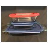 Anchor and 2 Pyrex Glass Baking Dishes with Lids