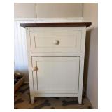 Two-Tone Wooden Side Table with Drawer and Cabinet
