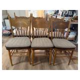 6 Carved Wood Dining Chairs with Upholstered Seats