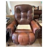 Brown Leather Power Lift Recliner with Heat and Ma