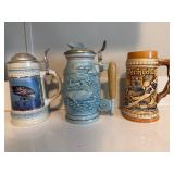 Three Decorative Ceramic Beer Steins
