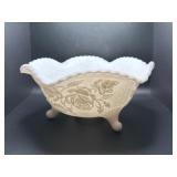 3-Footed Imperial Milk Glass Satin Bowl
