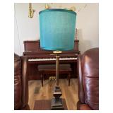 Brass Table Lamp with Blue Shade