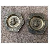 United States Marine Corps Solid Brass Ashtrays