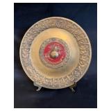 Solid Brass Decorative Plate Featuring USMC Emblem