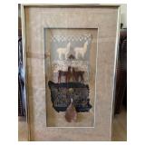 Framed Textile Art with Llama Motif, 18' x 28'