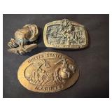 Three United States Marines Belt Buckles