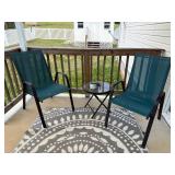 Outdoor Patio Set with Two Chairs, Table, and Rug