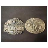 Two United States Marines Belt Buckles in Metal Re