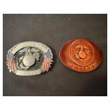 Two U.S. Marine Corps Retired Belt Buckles
