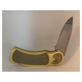 Gold-Tone Folding Pocket Knife with Eagle Design