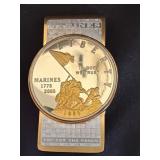 US Marines Commemorative Money Clip with 2005 Coin
