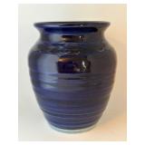 Blue Glazed Ceramic Vase with Maker's Mark
