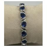 Sterling Silver Bracelet with Blue Stones