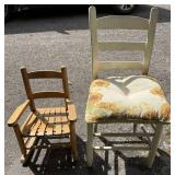 Two Wooden Chairs With Ladderbacks
