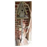 Rustic Wooden Birdhouse on Stand