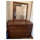 Wooden Dresser with Matching Mirror