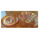 2pc Marigold Carnival Glass