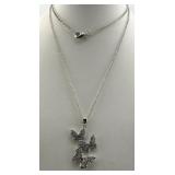 Silver Toned Brass Butterfly Pendant Necklace
