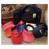 Puma Bag and Assorted Visors