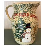 Snowman-Themed 2-Qt Stoneware Pitcher