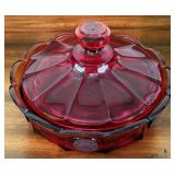 Vintage Fostoria Ruby Red Coin Candy Dish