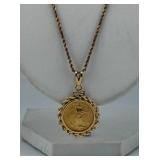 10K Gold Chain With 14K Coin Pendant
