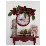 Red Floral Decor w/ Clock