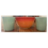 Pyrex Flameglo Bowl w/Mint Green Mugs