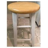 Wooden Stool With White Legs
