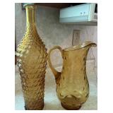 Amber Glass Decanter and Pitcher