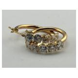 14K Gold Hoop Earrings with Stones