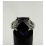 Sterling Silver Ring with Black CZ Stone