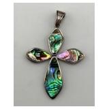 Sterling Silver Abalone Cross Pendant