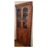 Vintage Wooden Corner China Cabinet