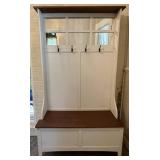 White Wooden Hall Tree Bench