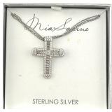 Mia Sarine Sterling Silver Cross Necklace